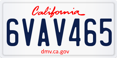 CA license plate 6VAV465