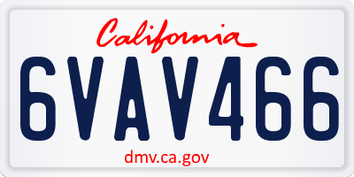 CA license plate 6VAV466