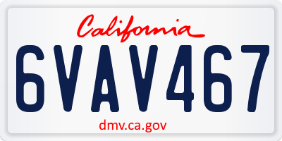 CA license plate 6VAV467