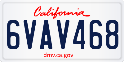 CA license plate 6VAV468