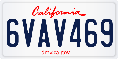 CA license plate 6VAV469
