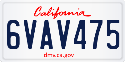 CA license plate 6VAV475