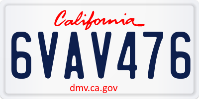 CA license plate 6VAV476