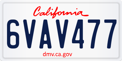 CA license plate 6VAV477