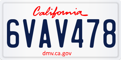CA license plate 6VAV478