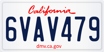 CA license plate 6VAV479