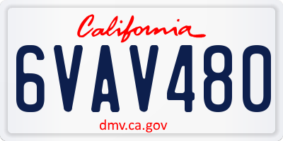 CA license plate 6VAV480