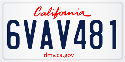 CA license plate 6VAV481