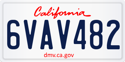 CA license plate 6VAV482