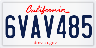 CA license plate 6VAV485