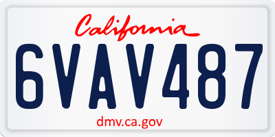 CA license plate 6VAV487