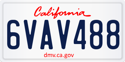 CA license plate 6VAV488