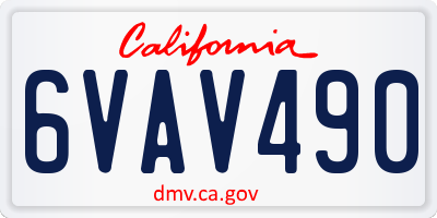 CA license plate 6VAV490