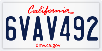 CA license plate 6VAV492