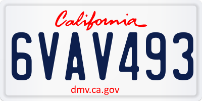 CA license plate 6VAV493
