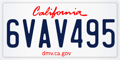 CA license plate 6VAV495
