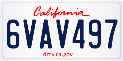 CA license plate 6VAV497