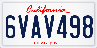 CA license plate 6VAV498