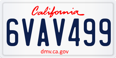 CA license plate 6VAV499