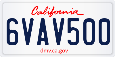 CA license plate 6VAV500
