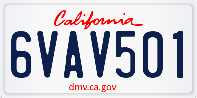 CA license plate 6VAV501
