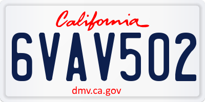 CA license plate 6VAV502