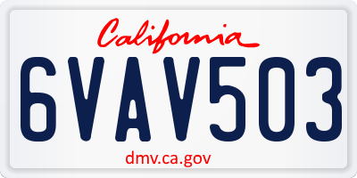 CA license plate 6VAV503