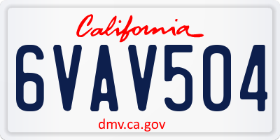 CA license plate 6VAV504