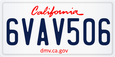 CA license plate 6VAV506