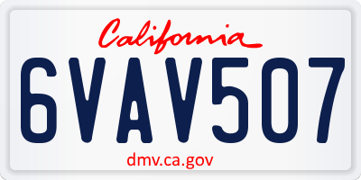 CA license plate 6VAV507