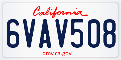 CA license plate 6VAV508
