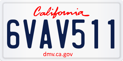 CA license plate 6VAV511