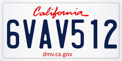 CA license plate 6VAV512