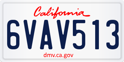 CA license plate 6VAV513