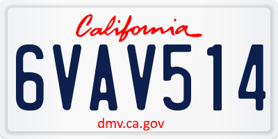 CA license plate 6VAV514