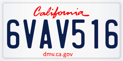 CA license plate 6VAV516