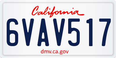 CA license plate 6VAV517