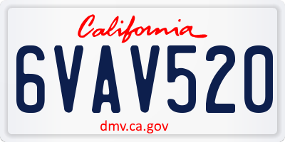 CA license plate 6VAV520