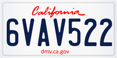 CA license plate 6VAV522