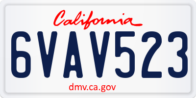 CA license plate 6VAV523