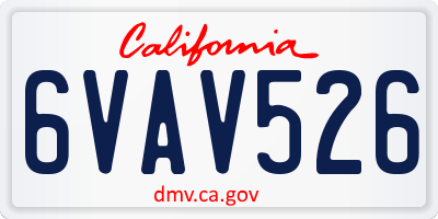 CA license plate 6VAV526