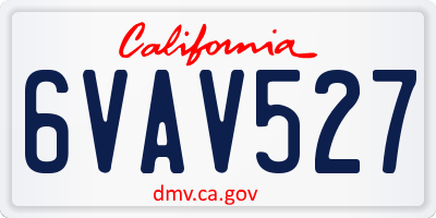 CA license plate 6VAV527