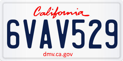CA license plate 6VAV529