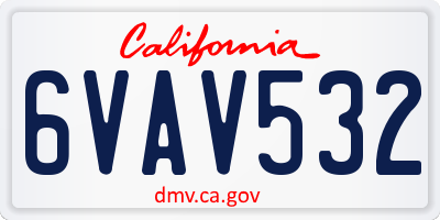 CA license plate 6VAV532