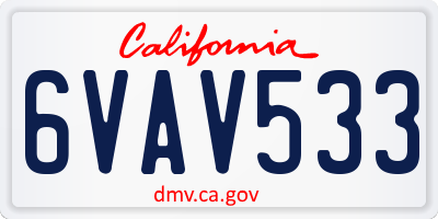 CA license plate 6VAV533