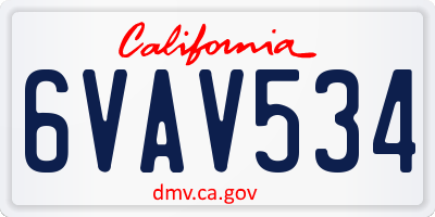 CA license plate 6VAV534