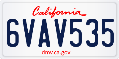 CA license plate 6VAV535