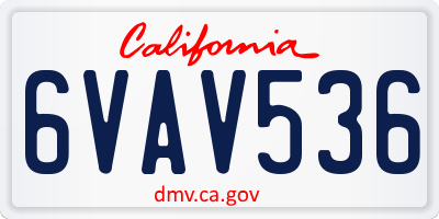 CA license plate 6VAV536