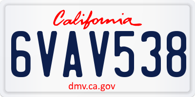CA license plate 6VAV538