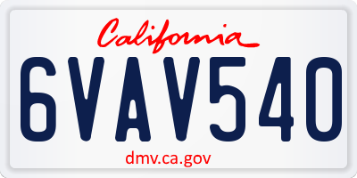 CA license plate 6VAV540